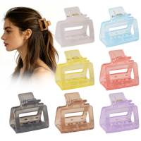 Pince à cheveux carrée en plastique translucide de 5 cm, style chic pour le travail, pour coiffure mi-attachée, profil bas, confortable, emballage carton