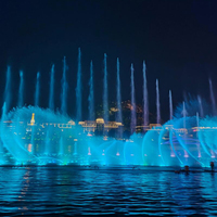 Fontaine musicale moderne en acier inoxydable, système de spectacle aquatique dansant pour la décoration des places publiques en plein air, avec un spectacle de lumières colorées