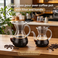Accessoires pour boissons : Cafetière à filtre en verre borosilicate transparent classique, sans BPA, faite à la main, avec poignée et filtre