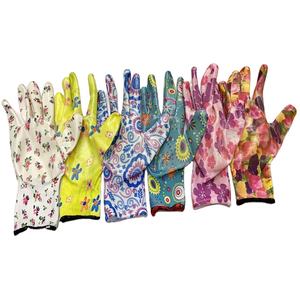 Mujeres <span class=keywords><strong>Pretty</strong></span> Gans Wear Guante de poliéster Nitrilo Plam Recubierto de flores Jardinería Seguridad Guante DE TRABAJO Protector para la construcción - Product Image 6