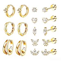 Offre Spéciale : Ensemble de Boucles d'Oreilles Romantiques – Combiné de Boucles d'Oreilles Ondulées, Cœur, Papillon, Couronne et Clous d'Oreilles Plats