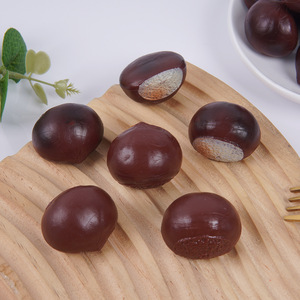 1:1 <b>scale</b> realistic chestnut keychain pendant, creative roasted chestnut prop for funny video shooting, fake food toy. - Product Image 2