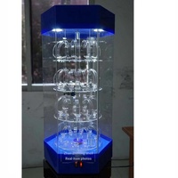 Vitrine et support rotatifs pour montres avec étagères transparentes en acrylique, verrouillables, 6 étagères coulissantes pour montres