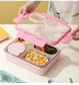 Bán buôn BPA miễn phí chống rò rỉ cấp thực phẩm di động niêm phong thép không gỉ ba ngăn Hộp Ăn Trưa Chất lượng cao Công ty trường - Product Image 4