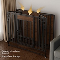 Caseta Plegable de Madera Gruesa con Techo Plano de 95 cm para Mascotas, con Estante de Almacenamiento y Diseño de Inodoro Separado, para Uso Doméstico en Perros