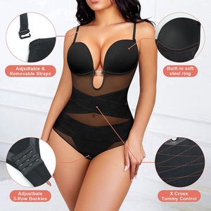 Body gainant pour femme, effet ventre plat, <span class=keywords><strong>dos</strong></span> nu, décolleté <span class=keywords><strong>plongeant</strong></span> en U, soutien-gorge intégré, corset amincissant - Product Image 2