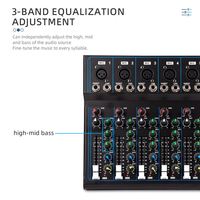 Console de mixage compacte 7 canaux F7 avec fonction USB, mixeur audio stéréo pour guitare, instrument, micro, ligne audio, système sonore pour la maison, le studio et les spectacles en direct