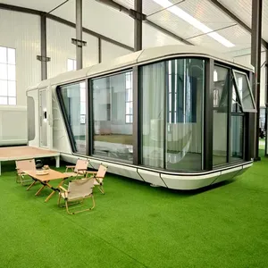 บ้านสองชั้นหลังคาแบนแบบขยายได้ บ้านสำเร็จรูปเคลื่อนย้ายได้ บ้านคอนเทนเนอร์กระจกแบบพับได้ - Product Image 1