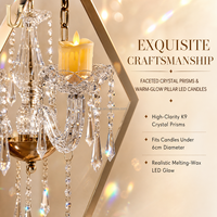Candélabre suspendu en acrylique et cristal avec cadre géométrique doré Uvenue, porte-bougie pour centre de table de mariage, événement ou banquet