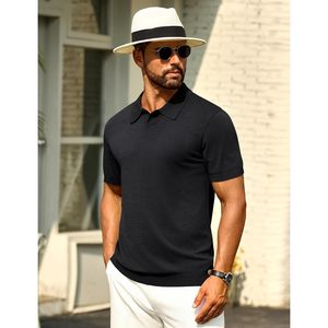 Cotrasen เสื้อยืดคอวีถักแขนสั้นสำหรับผู้ชาย, เสื้อยืดถักคอยืดลำลองสำหรับฤดูร้อน - Product Image 4