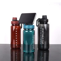 Botol air plastik logo kustom, botol air olahraga Gym mendaki portabel luar ruangan