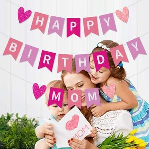 Guirnalda de Decoración de <span class=keywords><strong>Feliz</strong></span> Cumpleaños para Mamá, Guirnalda de Lentejuelas Rosa y Roja para Decoración de Fiesta de Cumpleaños para Mamá, Mujer - Product Image 6