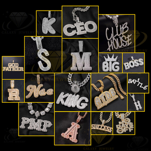 Vvs Moissanite inicial collar 925 Plata sólida 18K chapado en oro personalizado Iced Out Hiphop nombre letra colgante - Product Image 4