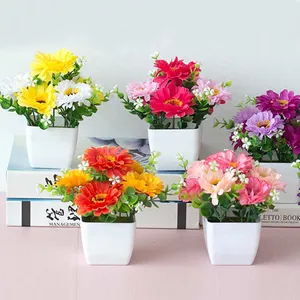 Pot plastik Bonsai tanaman Bonsai, bunga putih buatan mirip pernikahan
