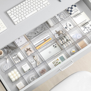 Transparent Plastic <b>Drawer</b> Dividers Rectangle Freestanding Adjustable <b>Storage</b> Organizers For Desktop Office Use PP Material - Product Image 4