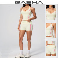 Ensemble de sport 2 pièces respirant et extensible pour femme : débardeur dos nu et short taille haute, séchage rapide, idéal pour la course et le yoga