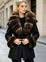 Veste d'hiver de luxe pour femmes Janveny 2026, nouvelle collection, grand manteau en duvet de canard blanc à 90 % avec poignets en fourrure de renard naturelle, parka en plumes pour femme