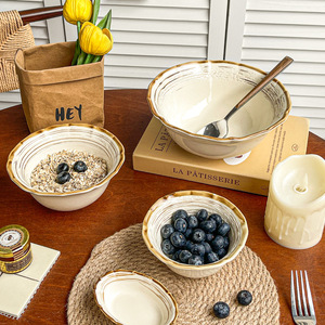 Ensemble de bols et assiettes en céramique de style japonais wabi-sabi, rétro, cuits au four romain, pour usage domestique, comprenant des bols à riz, des assiettes, etc. - Product Image 2