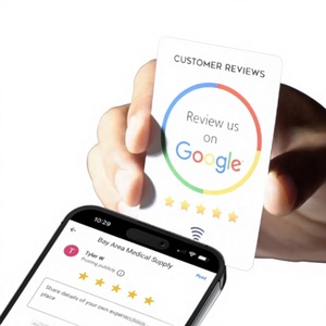 Carte de commentaires Google NFC XCX pour noter, autocollant promotionnel rectangulaire en PVC auto-adhésif avec logo et pelliculage brillant - Product Image 2