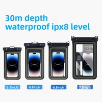 Pochette étanche pour téléphone en PVC flottant, compatible avec les écrans tactiles, avec cordon à une seule extrémité pour la plage, la natation, la plongée, le rafting