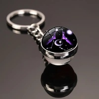 Porte-clés Pendentif en Alliage Électroplaqué avec Douze Constellations et Boule de Verre en Cristal, Cadeau de Remise de Diplôme pour Étudiants et Couples