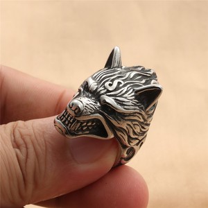 yunnique <b>Wolf</b> Head <b>Ring</b> Stainless Steel Men's Jewelry Retro Silver Animal Shape Gift - Product Image 3