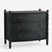 Commode noire en bois de placage d'acacia vintage personnalisée en usine avec 3 tiroirs
