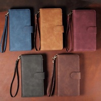 Étui magnétique en cuir pour téléphone portable housse de protection portefeuille à rabat en cuir PU pour iPhone/ Samsung Galaxy