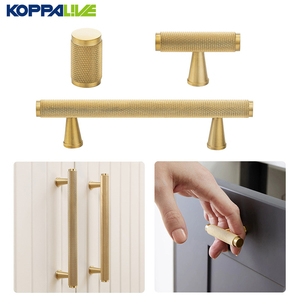 Koppalive kenop gagang furnitur kuningan padat, gagang pintu kabinet lemari laci hitam dan emas Matte dengan pelat belakang - Product Image 2