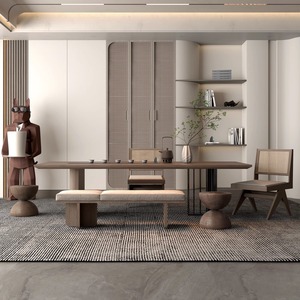 <span class=keywords><strong>Table</strong></span> de réunion de bureau en bois massif de style Wabi-sabi, chaises, <span class=keywords><strong>table</strong></span> multifonctionnelle pour le salon, <span class=keywords><strong>table</strong></span> de service à thé pour la réception - Product Image 3