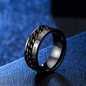 Anillo de cadena vikingo giratorio, joyería vikinga de acero inoxidable para hombre, anillos chapados en oro - Product Image 6