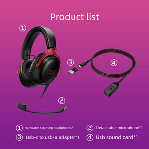 Casque de jeu filaire Hyper-X Cloud 3 noir, Hyper-X Cloud 3 III BLK/RED GAM HS, écouteurs Hyper-x - Product Image 3