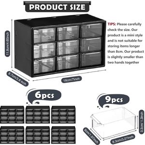 Niseven bán buôn 6 cái/bộ đồ trang sức tổ chức hộp nhựa Máy tính để bàn lưu trữ <span class=keywords><strong>box</strong></span> với 9 ngăn kéo Stackable mini ngăn kéo hộp lưu trữ - Product Image 2