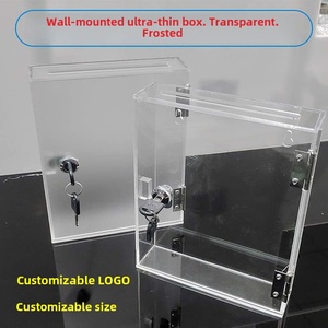 Boîtes de recyclage murales ultra-minces en acrylique transparent dépoli pour reçus, petits tickets, tickets de rejet et documents, avec <span class=keywords><strong>serrure</strong></span> - Product Image 2
