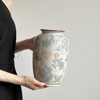 Vase de table en céramique émaillée traditionnelle bleu et blanc style melon oriental 5-30cm – Ornement floral de luxe pour anniversaire, écologique et durable