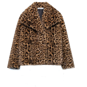 Haute qualité femmes léopard manteaux décontracté costume uni dame hiver grande taille épais fausse fourrure <span class=keywords><strong>court</strong></span> revers <span class=keywords><strong>manteau</strong></span> vestes - Product Image 1