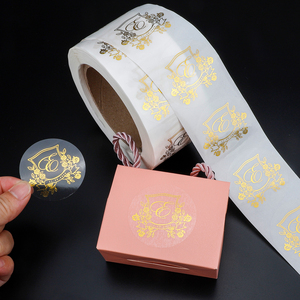 Autocollants de mariage transparents personnalisés en feuille d'or, étiquettes de scellage pour boîtes de cadeaux avec blason, rouleau d'autocollants transparents - Product Image 5