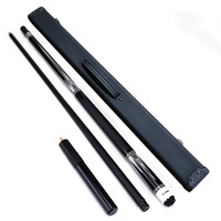 Stik Biliar Xikuno Fiberglass Shaft 10.5mm Berkualitas Tinggi Karbon untuk Pool Snooker, Ujung 12mm, Pegangan Kulit, Stik Biliar 1/2 Split Hitam