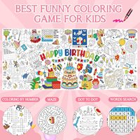Affiche géante à colorier pour enfants - Joyeux anniversaire - Nappe en papier éducative 30x300cm