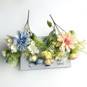 Bouquets de dahlias artificiels, arrangements de fleurs en soie pour mariage, décoration de la maison, accessoires de photographie, style pastoral - Product Image 3