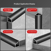 Profilé décoratif en alliage d'aluminium pour carrelage, à angle droit et bord incurvé, pour rebords de fenêtre, sols et coins intérieurs, encastré, style américain