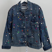 YUCHEN strass veste Amérique Street Wear à la mode personnalisé perles embelli Denim veste Jeans veste
