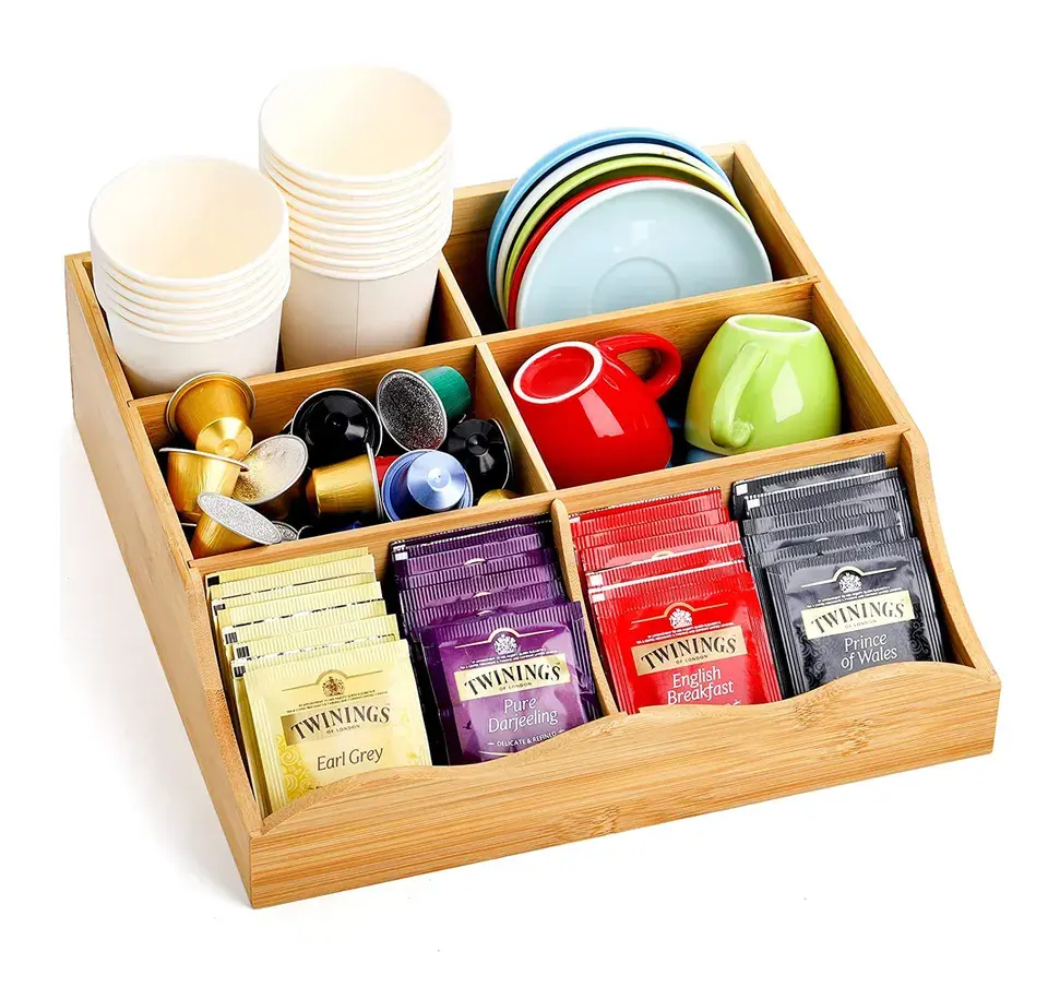 Bambus Aufbewahrung schubladen Organizer Box Packet Organizers Schreibtisch Aufbewahrung stablett Kaffee Zucker Teebeutel Behälter