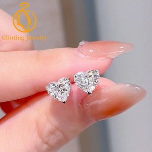<span class=keywords><strong>Pendientes</strong></span> de Diamantes Cultivados en Laboratorio con Corte Corazón, Certificados por IGI, de Oro Fino de 10K, 14K y 18K, para Mujer - Product Image 1