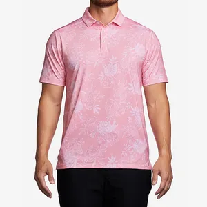 定制标志高品质4向拉伸干式舒适UPF 50 + 户外运动图案印花高尔夫t恤高尔夫马球衫