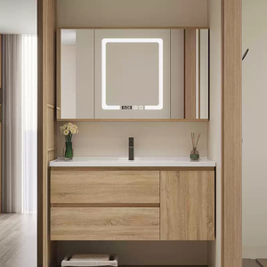 Luxury Wooden Melamine Board Bathroom Vanity Unit <b>Mirror</b> Integrated Ceramic Washbasin Toilet Sink for Hotel Use - Product Image 1