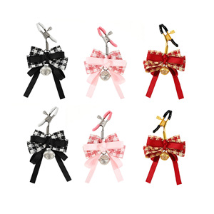 Pinces à tétons pied-de-poule, couleurs mélangées, pinces pour seins avec clochettes pour adultes - Product Image 1