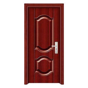 Gaya baru mewah <span class=keywords><strong>Victorian</strong></span> desain tahan angin Interior kayu Solid Panel pintu baja merah untuk rumah - Product Image 1