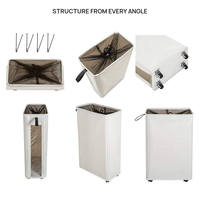 Panier à linge roulant et pliable, étroit, avec fenêtre transparente et couvercle à cordon, pour salle de bain et chambre à coucher