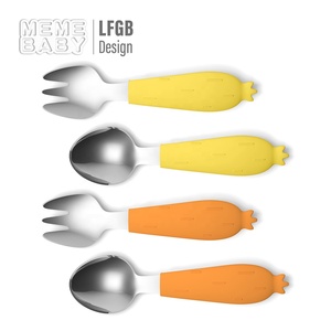 Nuovo Eco Friendly cibo personalizzato carota Silicone cucchiaio forchetta stoviglie Set articoli per la casa piatti per bambino neonato bambino bambino - Product Image 3